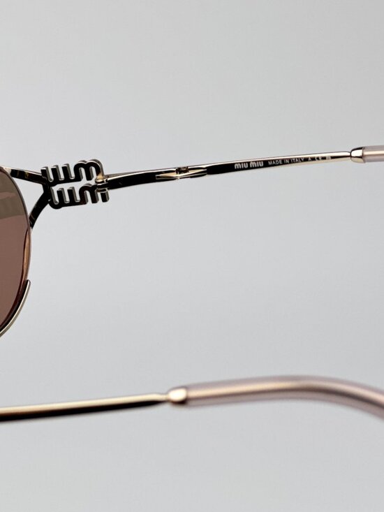 Miu Miu MU52YS ZVN20F BRAND NEW Sunglasses Pink Gold Mirror Silver Oval Unisex main image 4